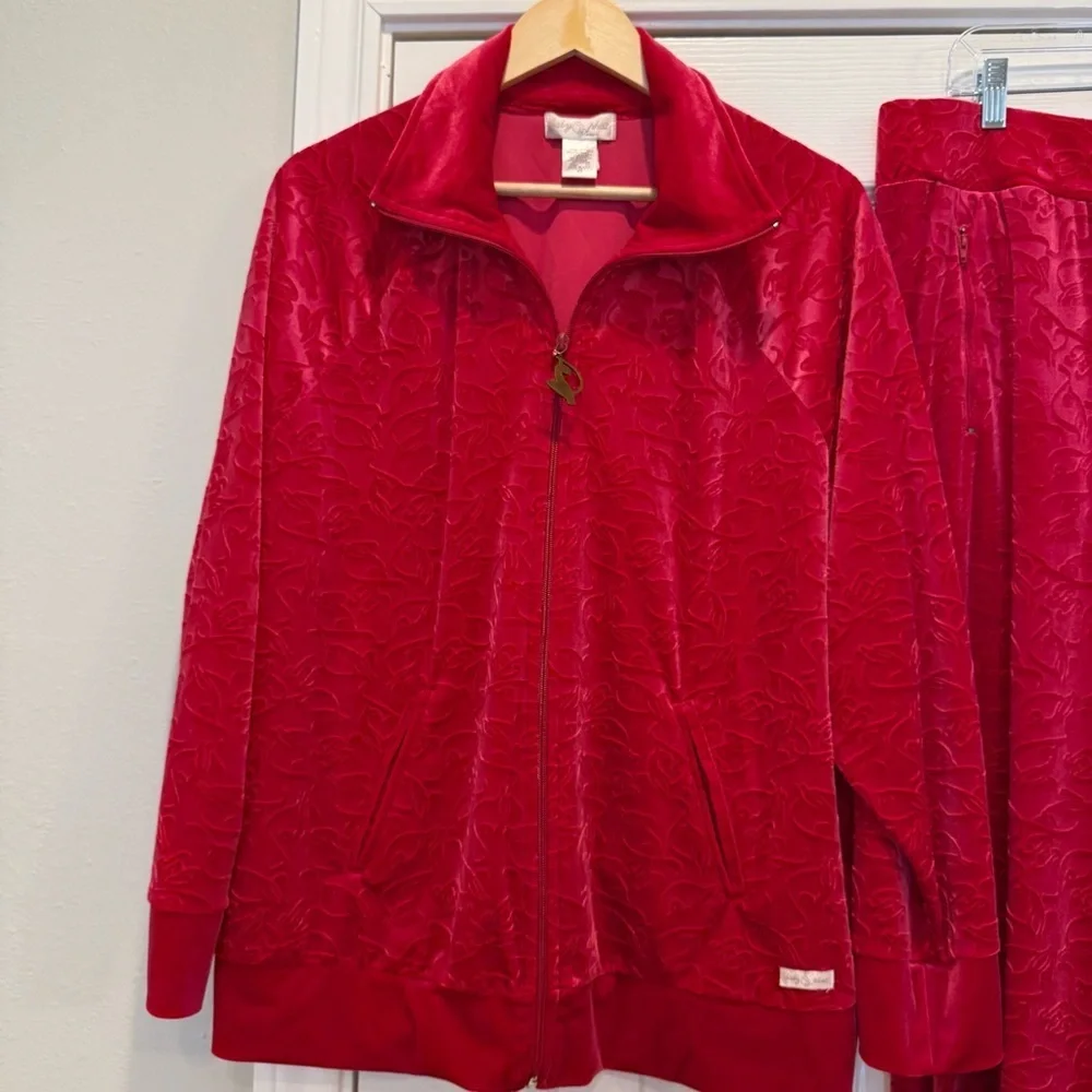 Vintage Y2K Baby Phat Velour Track Suit Set Women’s 2XL Hot Pink Logo USA AOP - Picture 2 of 15
